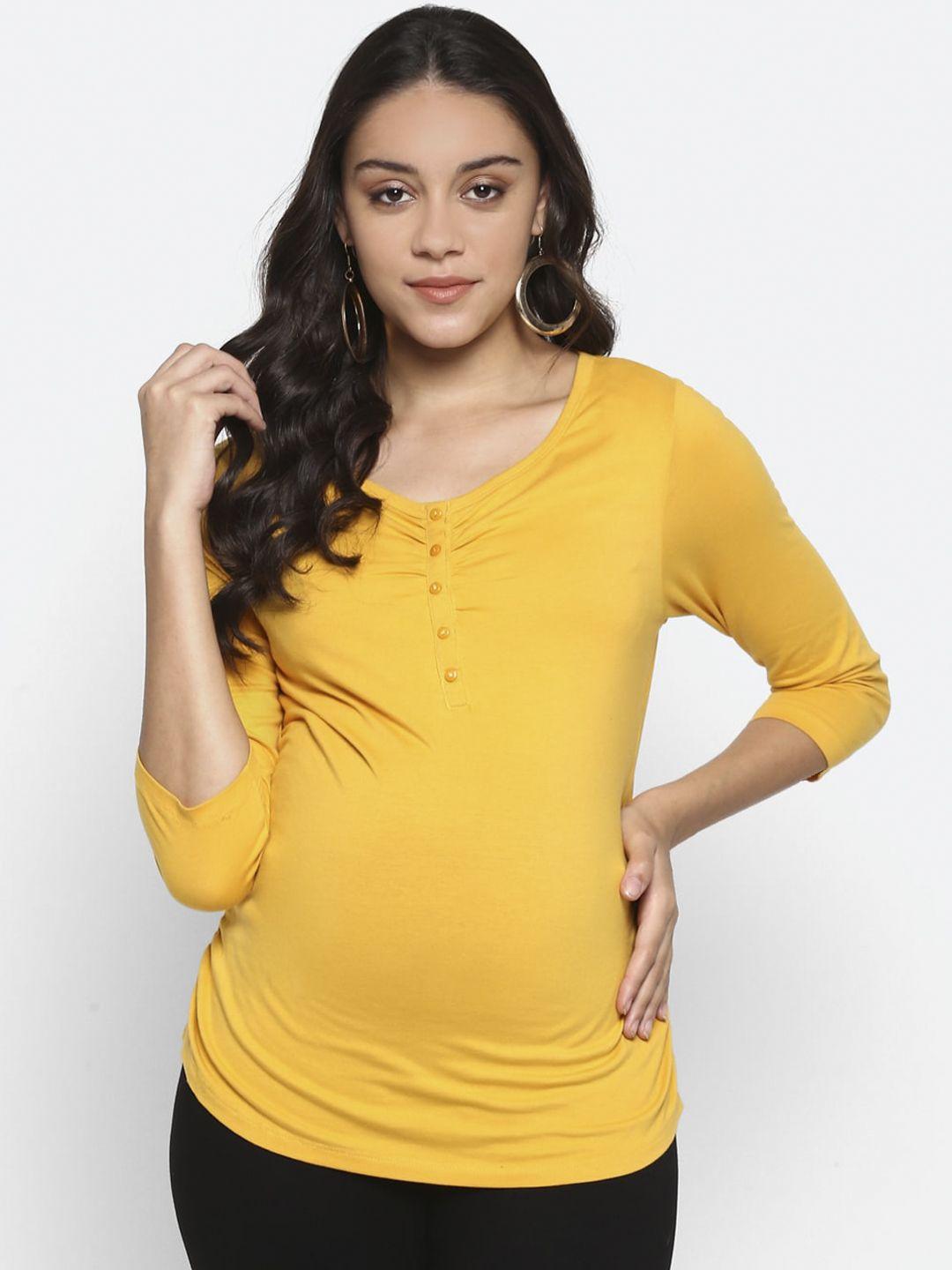 momsoon maternity women yellow solid top