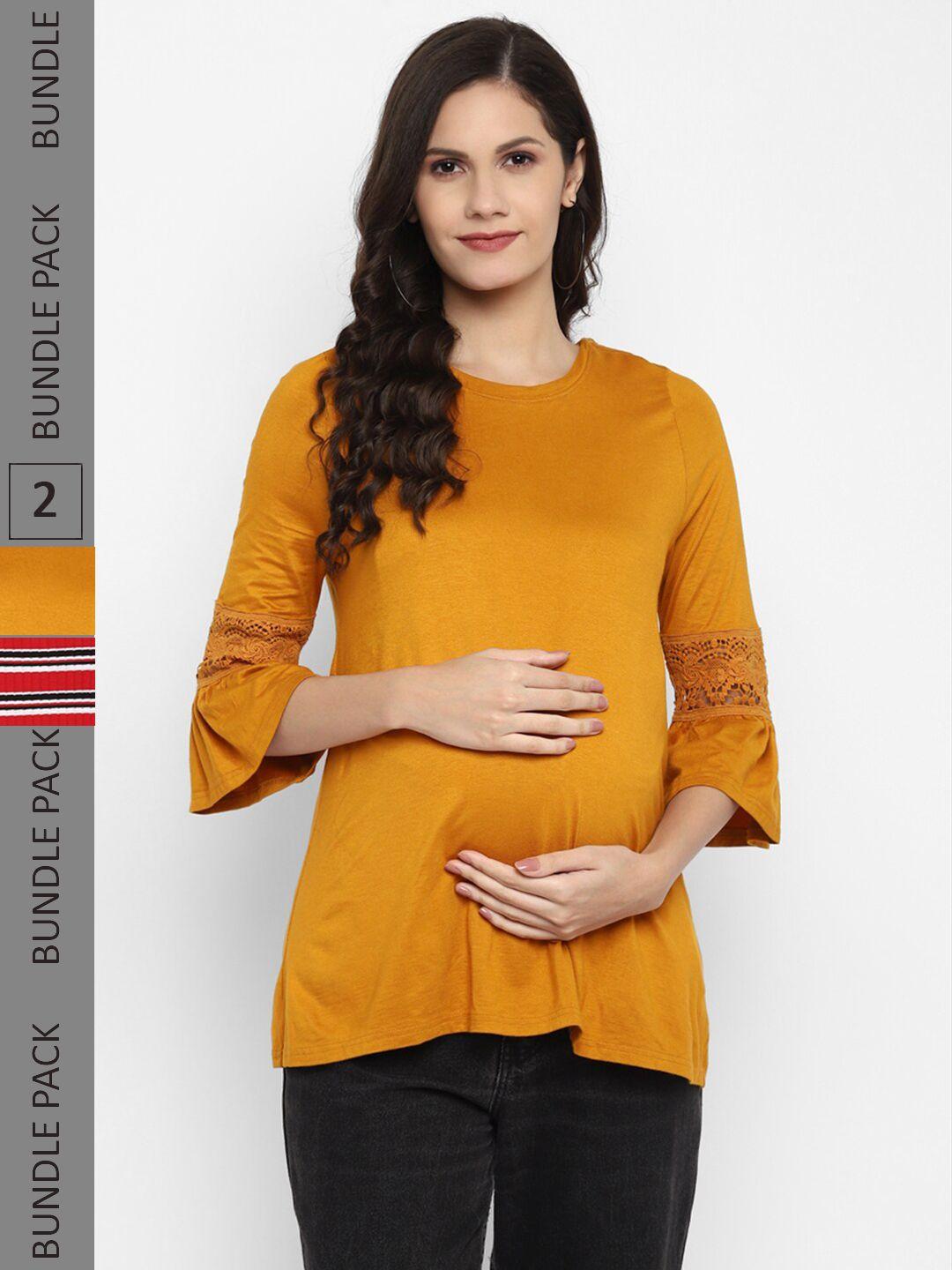 momsoon pack of 2 round neck maternity & feeding top & t-shirt