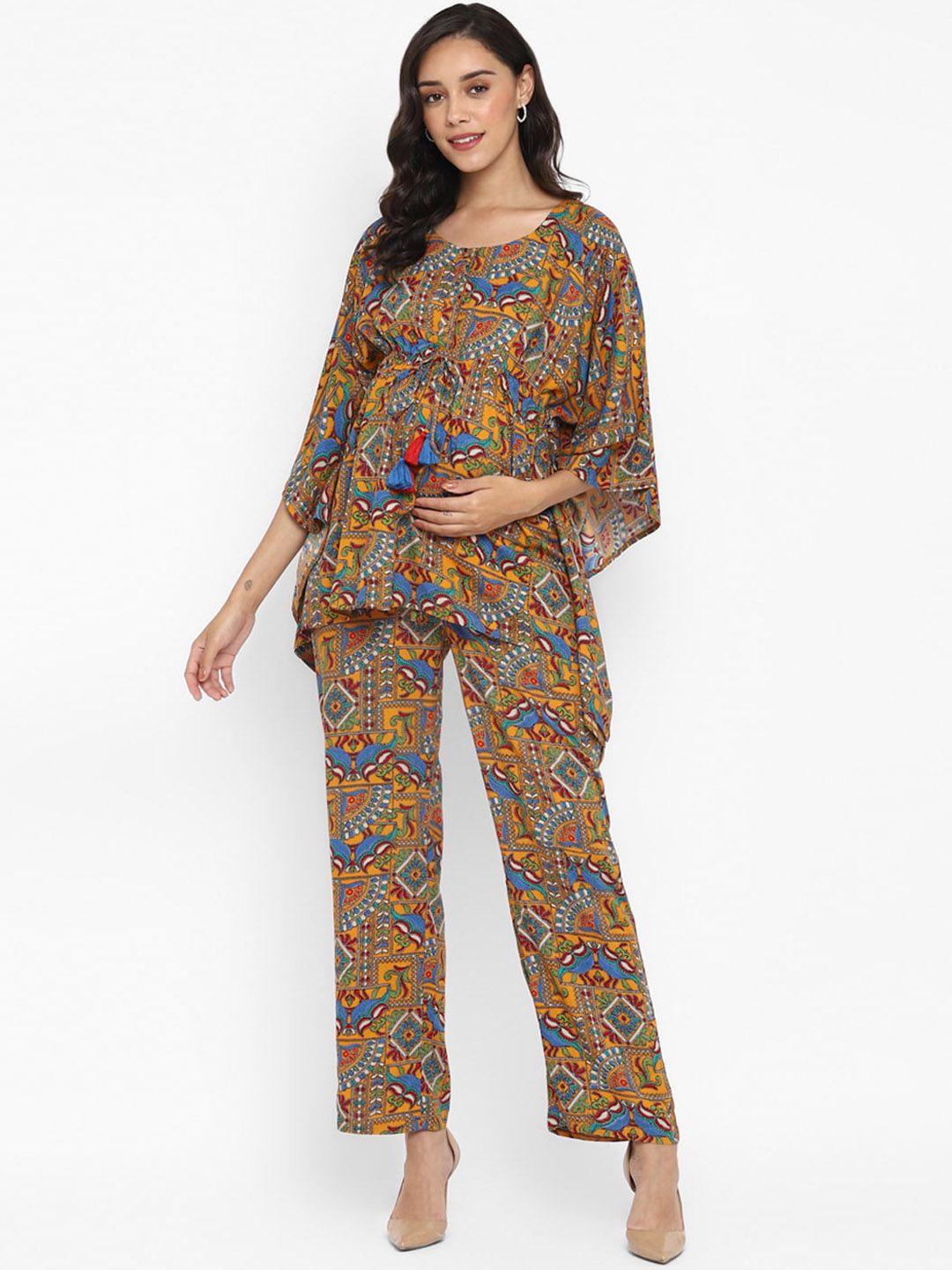 momsoon printed maternity kaftan top with trousers