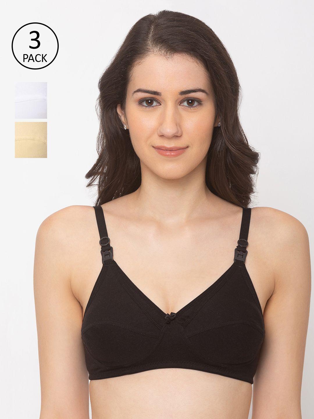 momtobe pack of 3 solid non-wired non padded maternity bras 5502reblkwhtbgfb-30