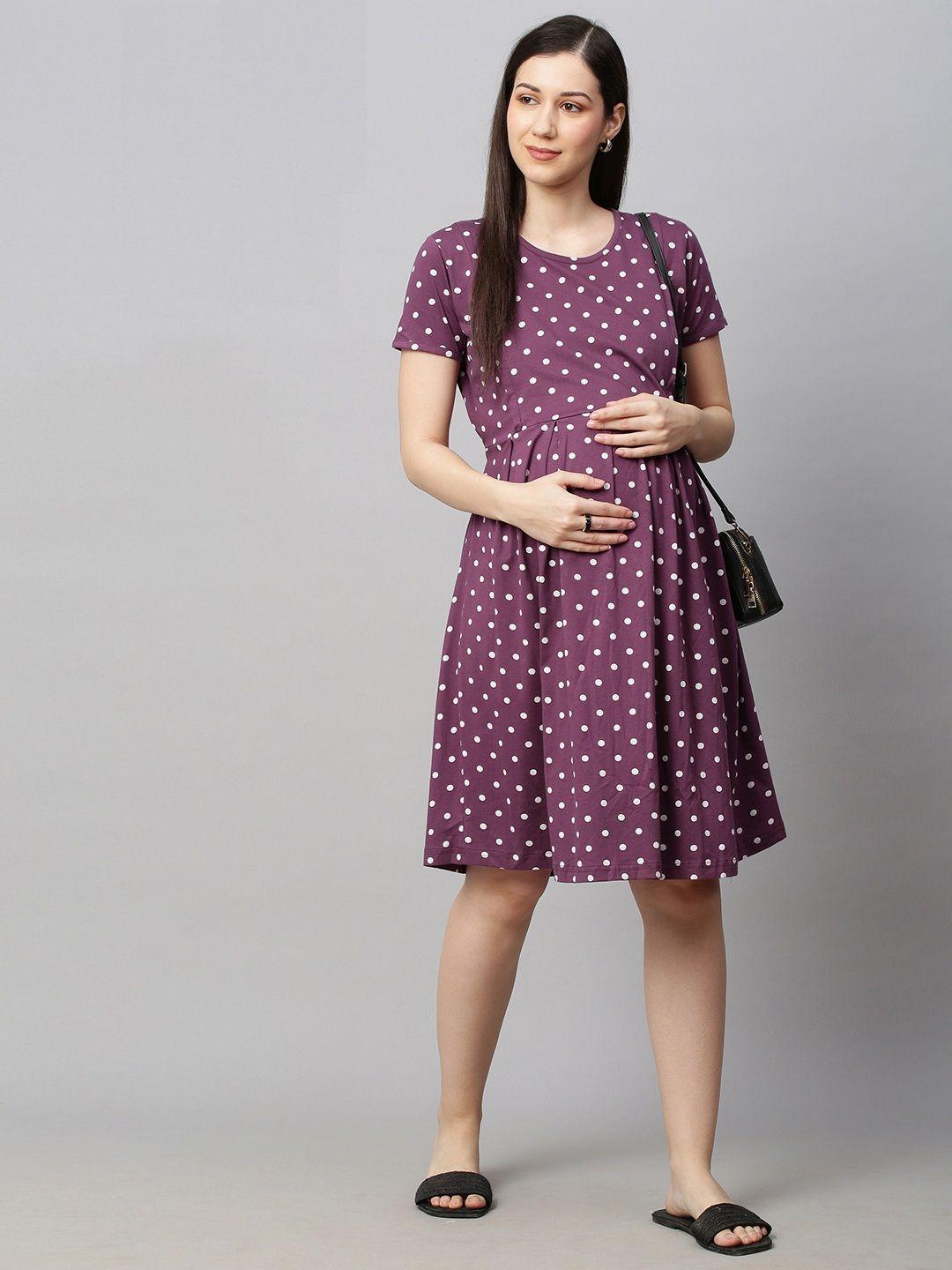 momtobe women polka dot maternity a-line dress