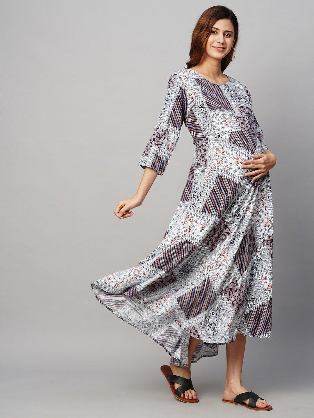 momtobe ethnic motifs printed maternity maxi sustainable dress