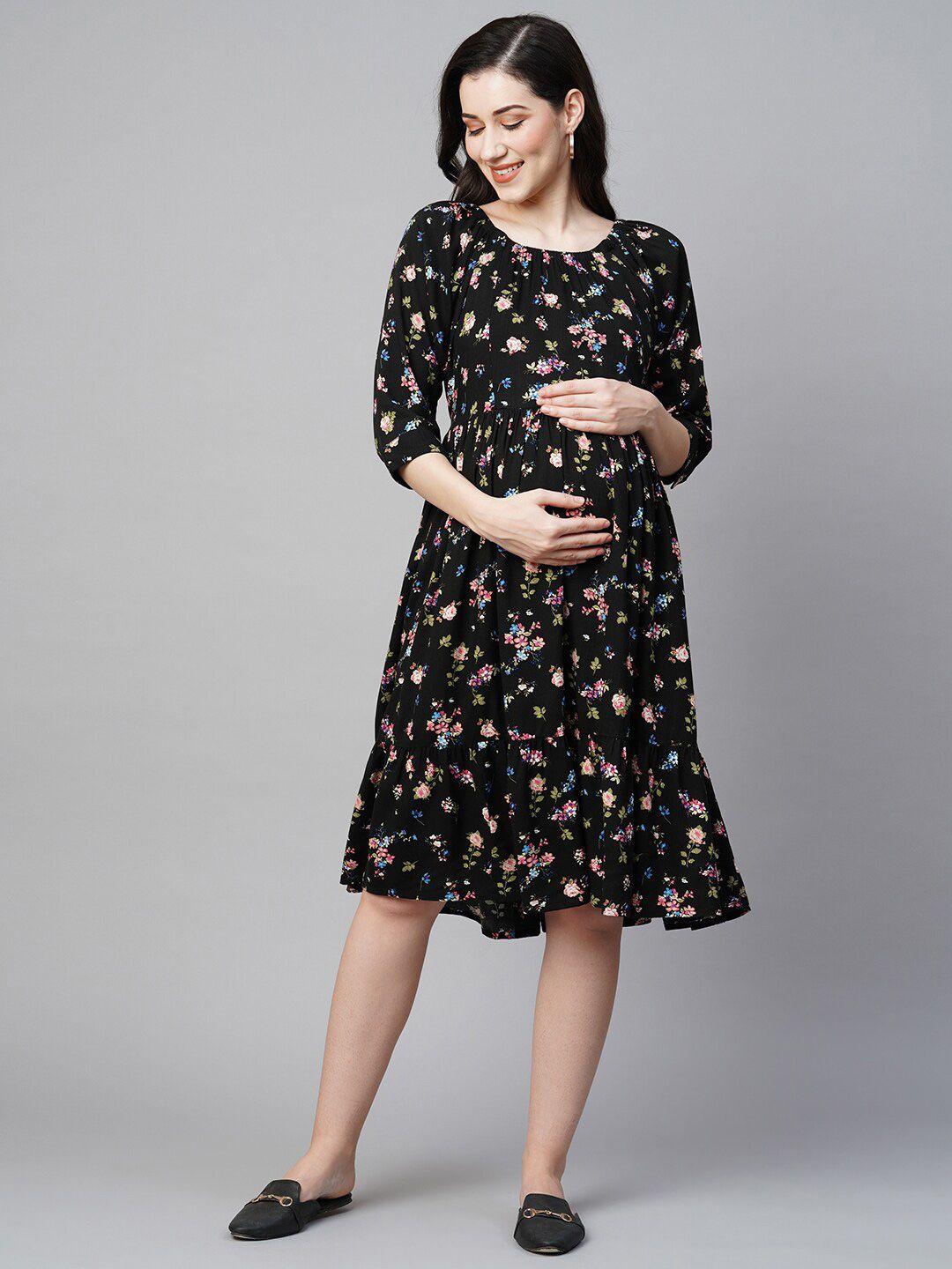 momtobe floral printed maternity a-line dress