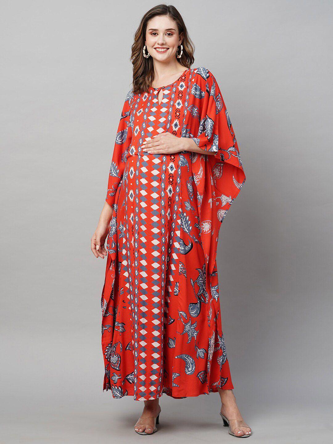 momtobe floral printed maternity kaftan sustainable nightdress