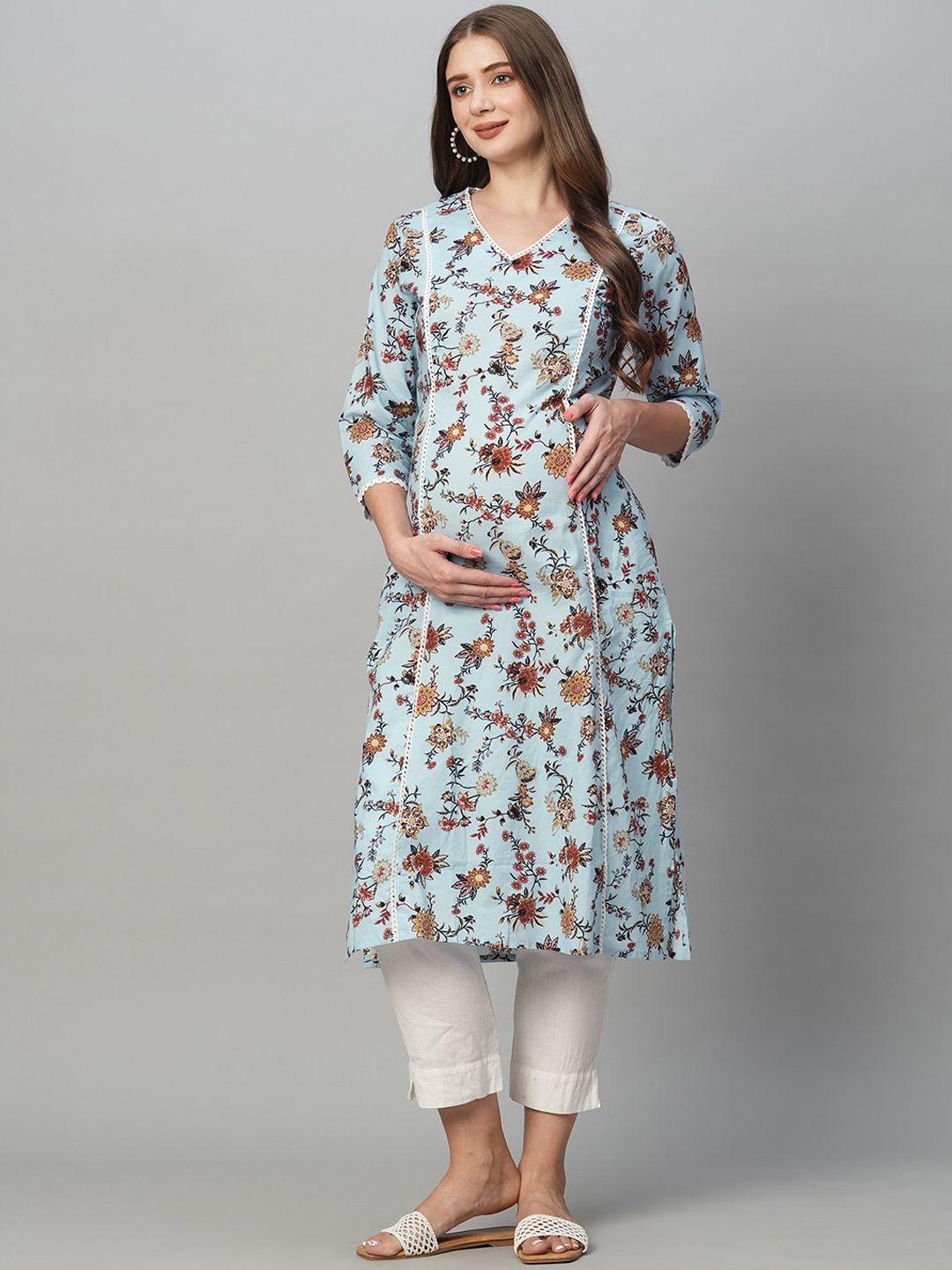 momtobe floral printed maternity kurta