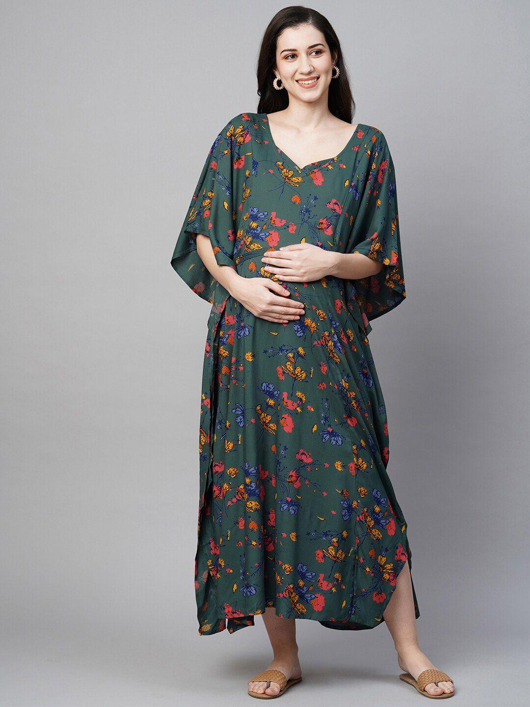 momtobe floral printed maternity maxi nightdress