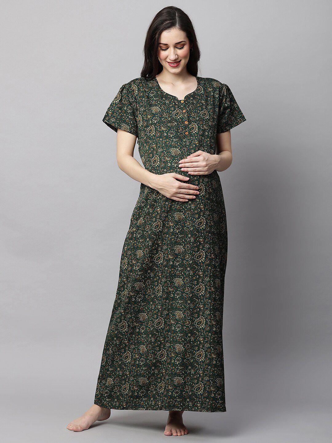 momtobe floral printed maternity maxi nightdress