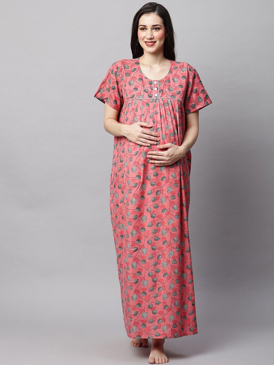 momtobe floral printed maternity maxi nightdress