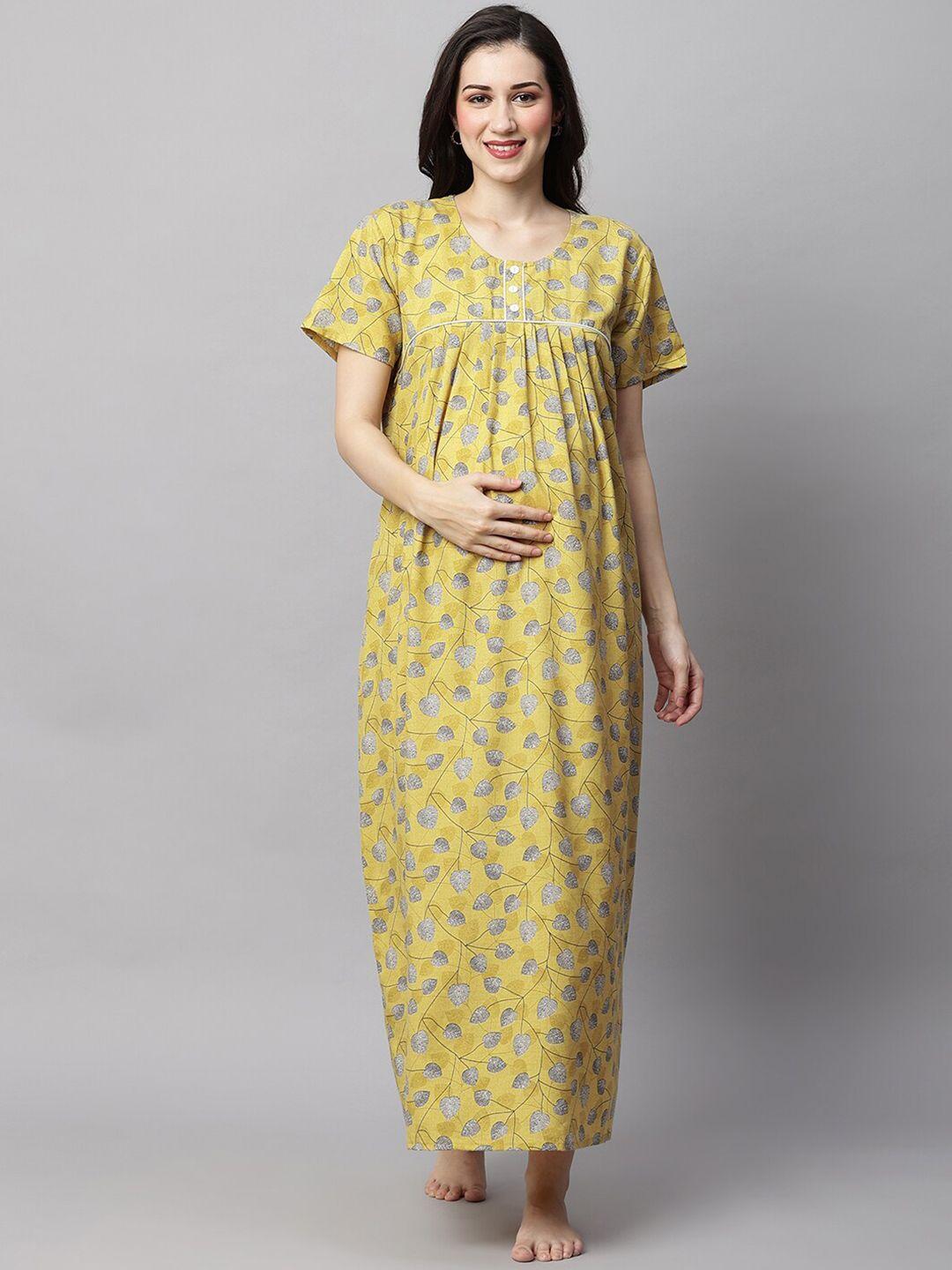 momtobe floral printed maternity maxi nightdress