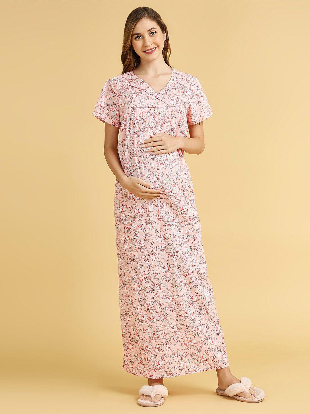 momtobe floral printed maxi maternity nightdress