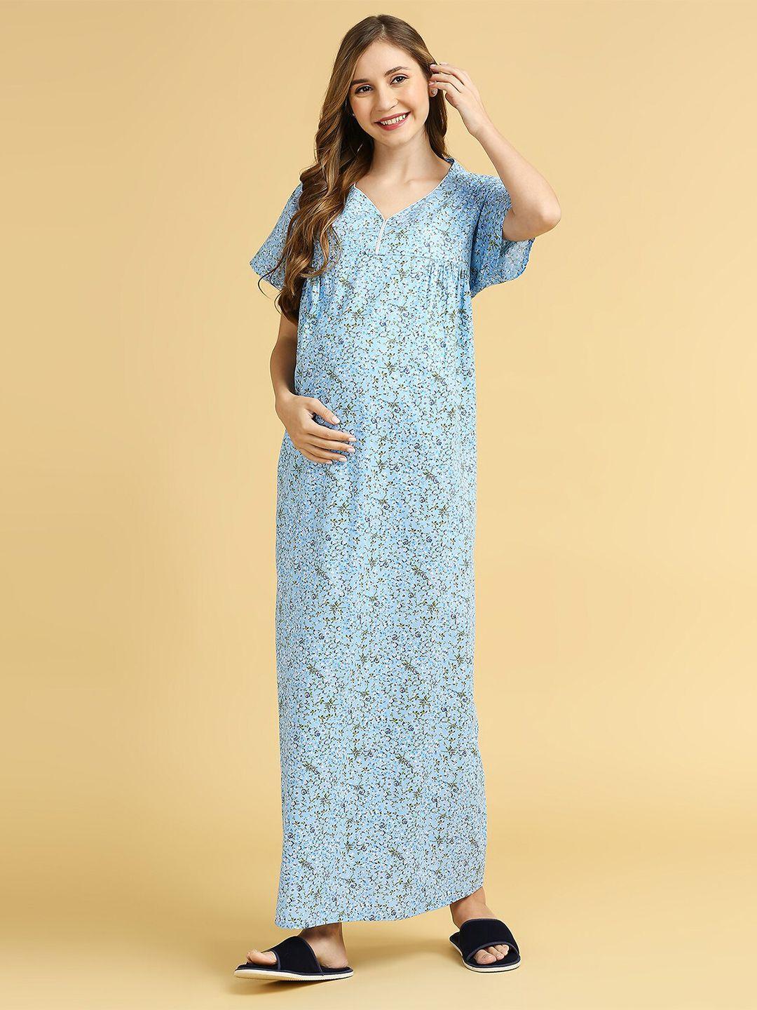 momtobe floral printed maxi maternity nightdress
