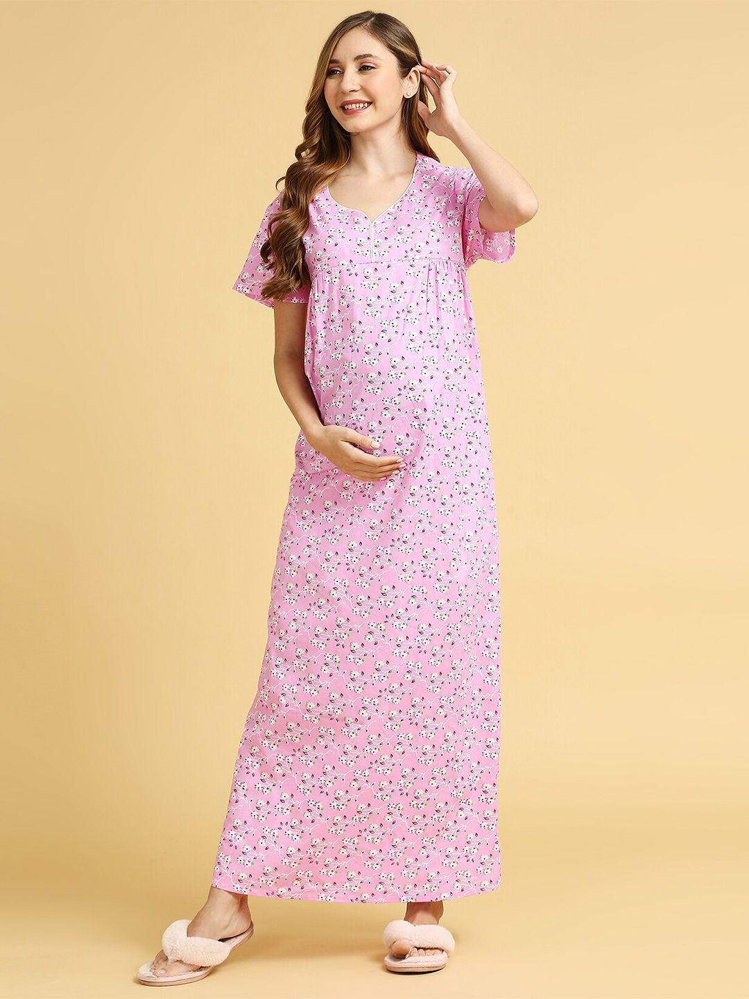 momtobe floral printed maxi maternity nightdress