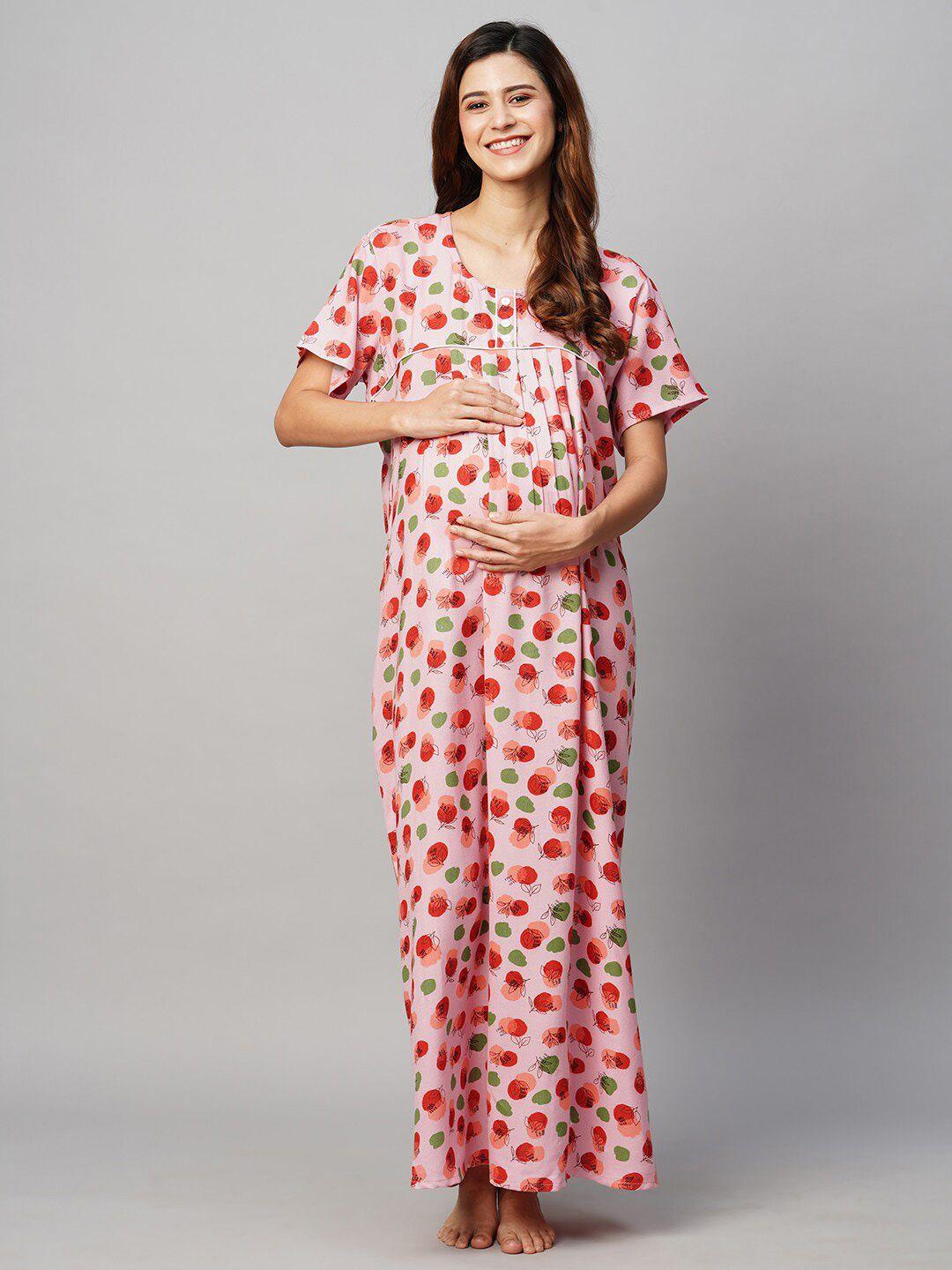 momtobe floral printed maxi maternity sustainable nightdress