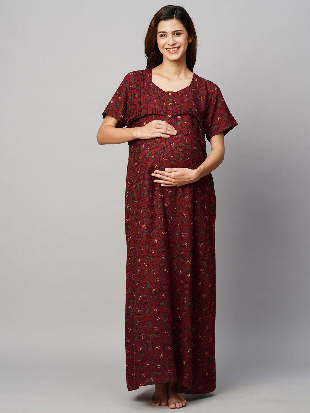 momtobe floral printed maxi maternity sustainable nightdress