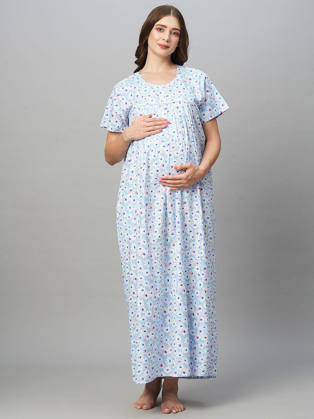 momtobe floral printed pure cotton maternity nightdress