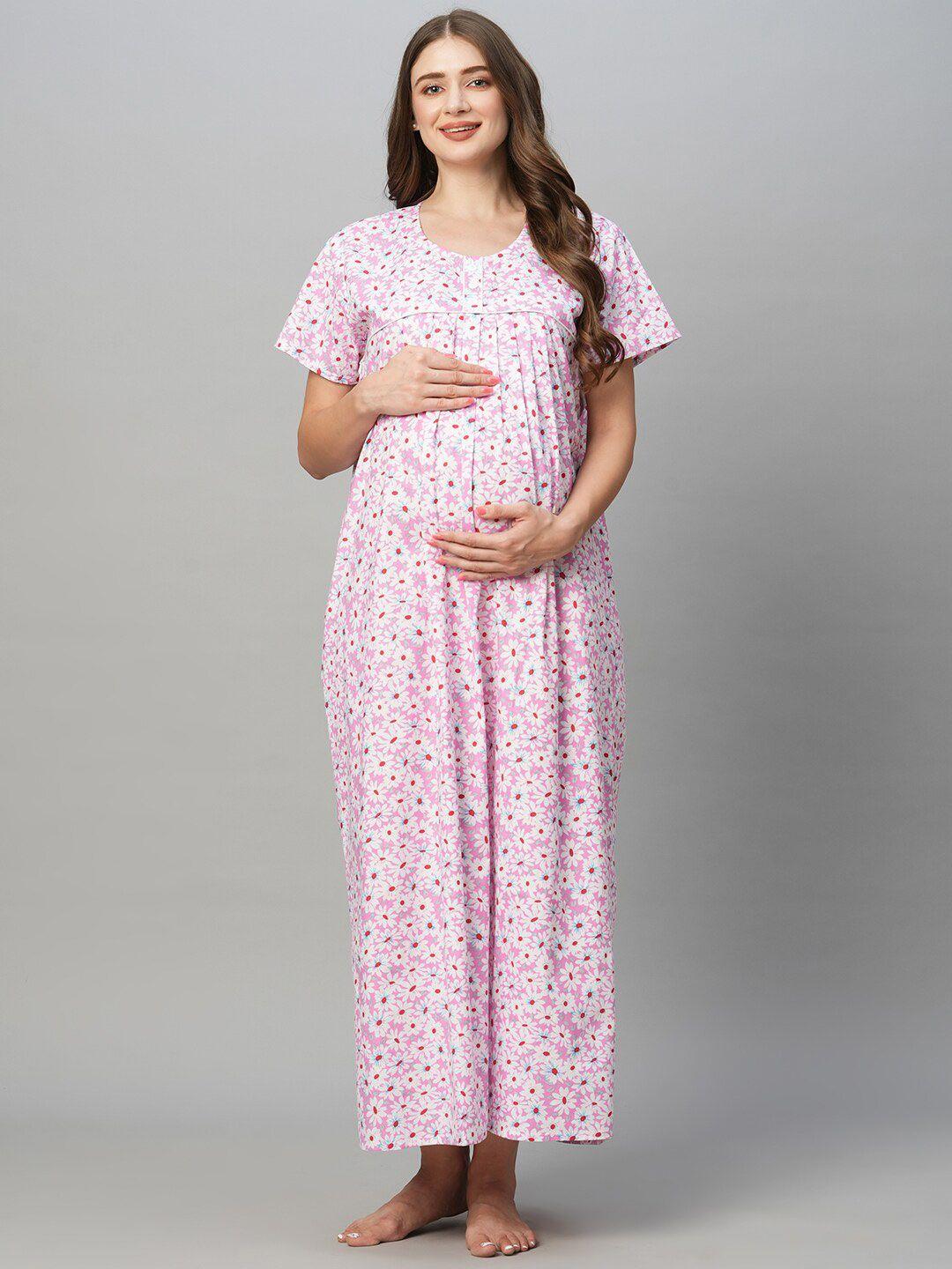 momtobe floral printed pure cotton maternity nightdress