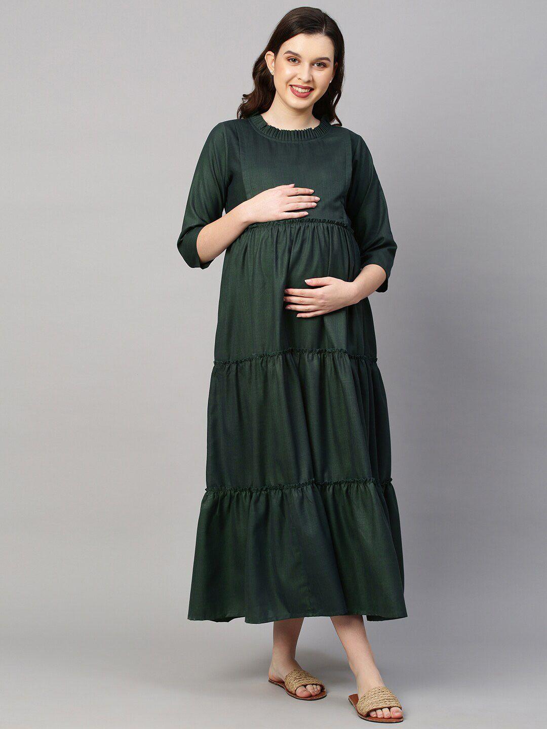 momtobe green maternity nursing empire maxi dress