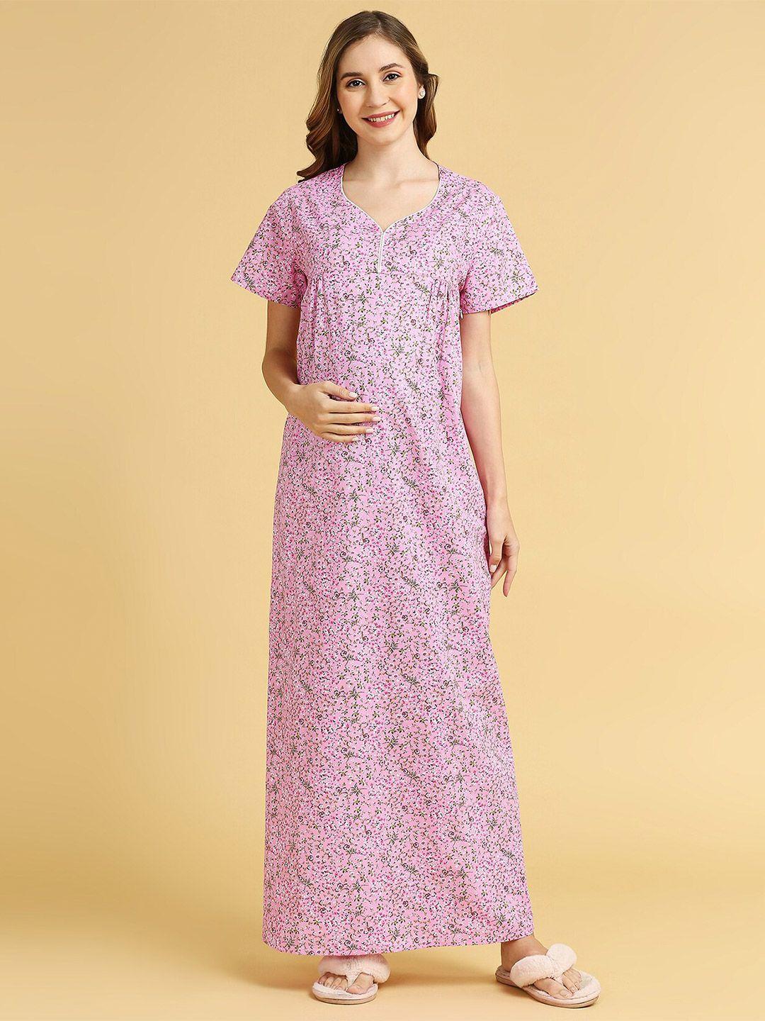 momtobe maternity floral printed maxi nightdress