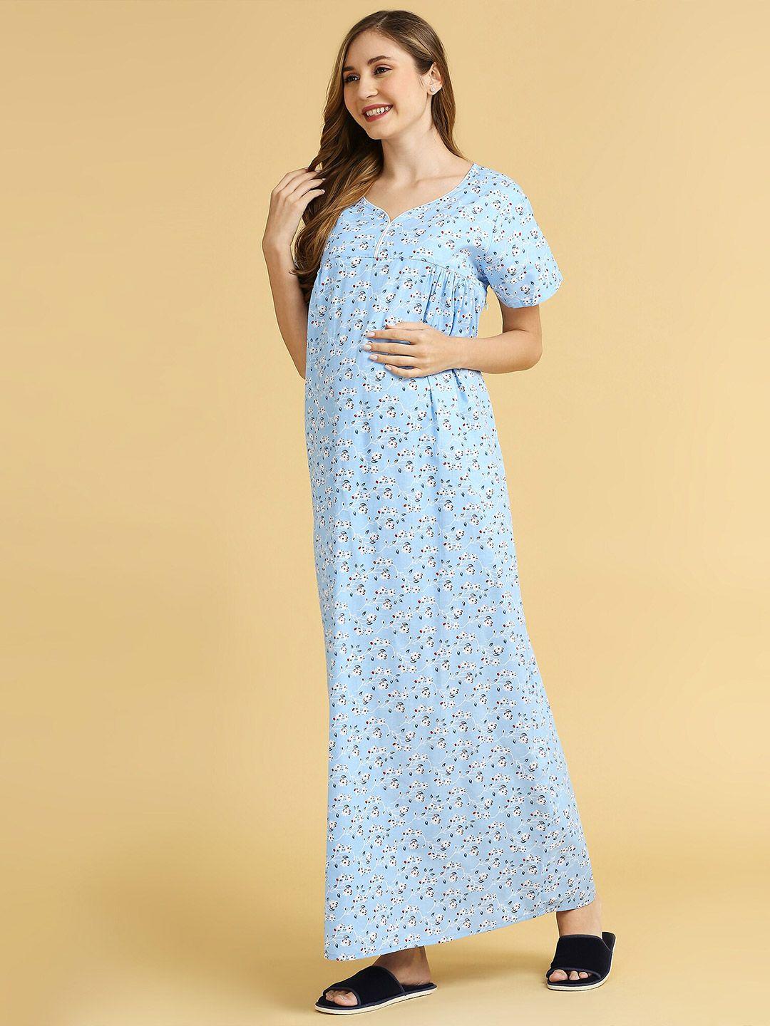 momtobe maternity floral printed maxi nightdress