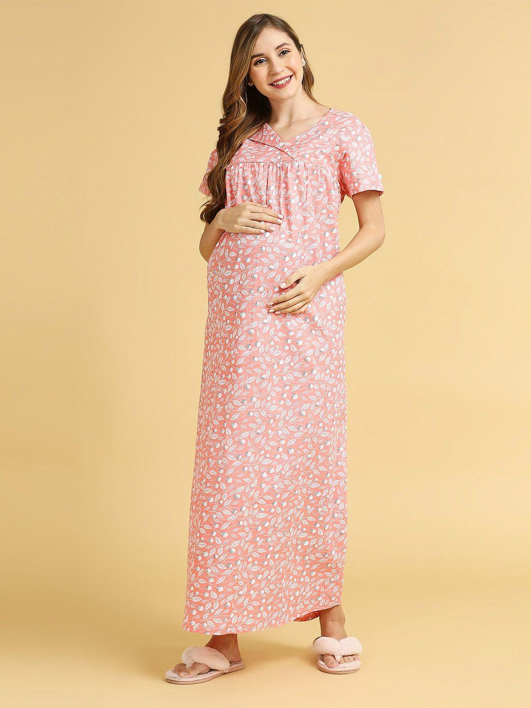 momtobe maternity floral printed maxi nightdress