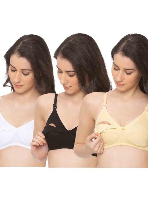 momtobe multicolor cotton maternity bra (pack of 3)