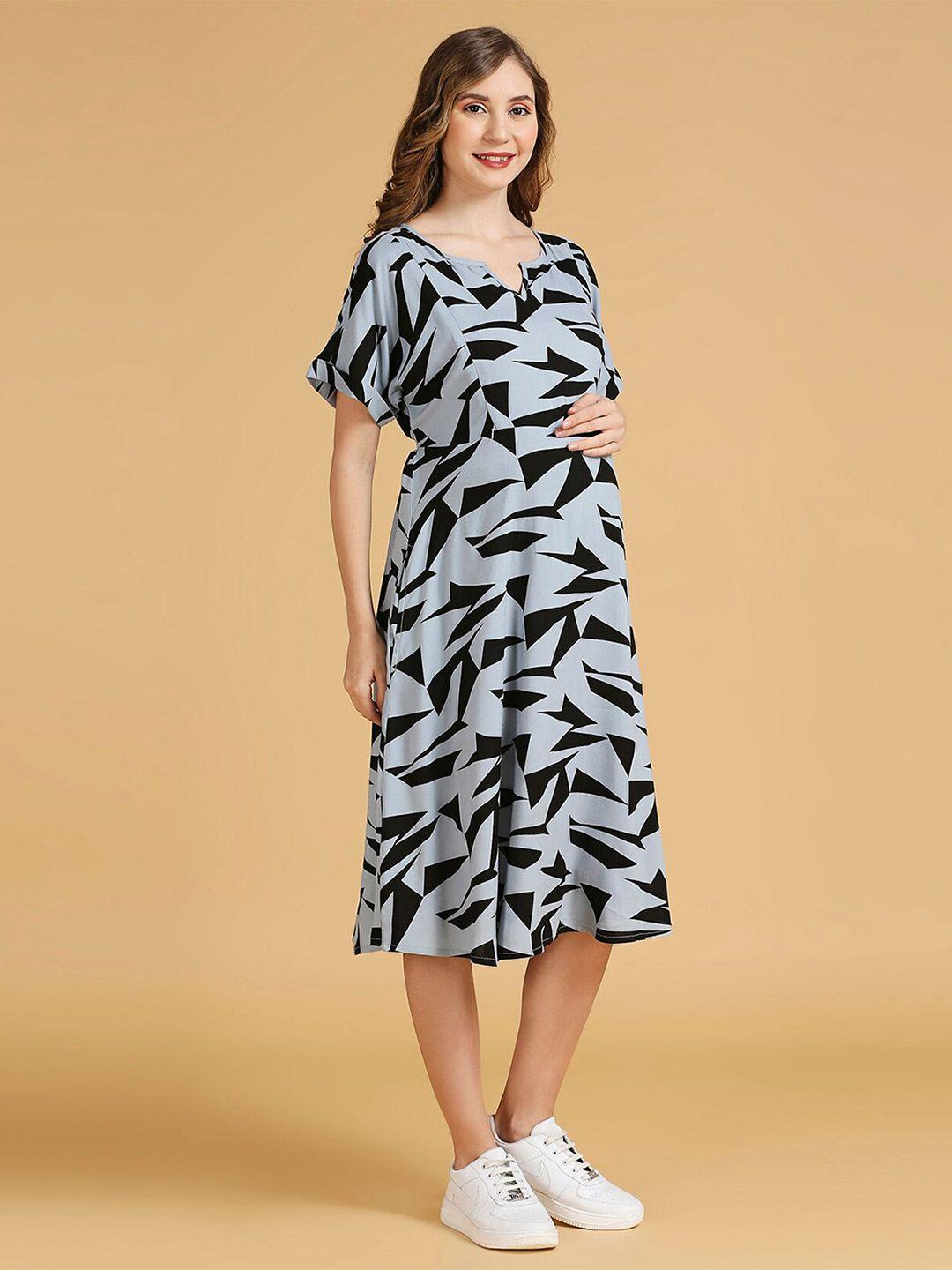 momtobe print maternity fit & flare dress