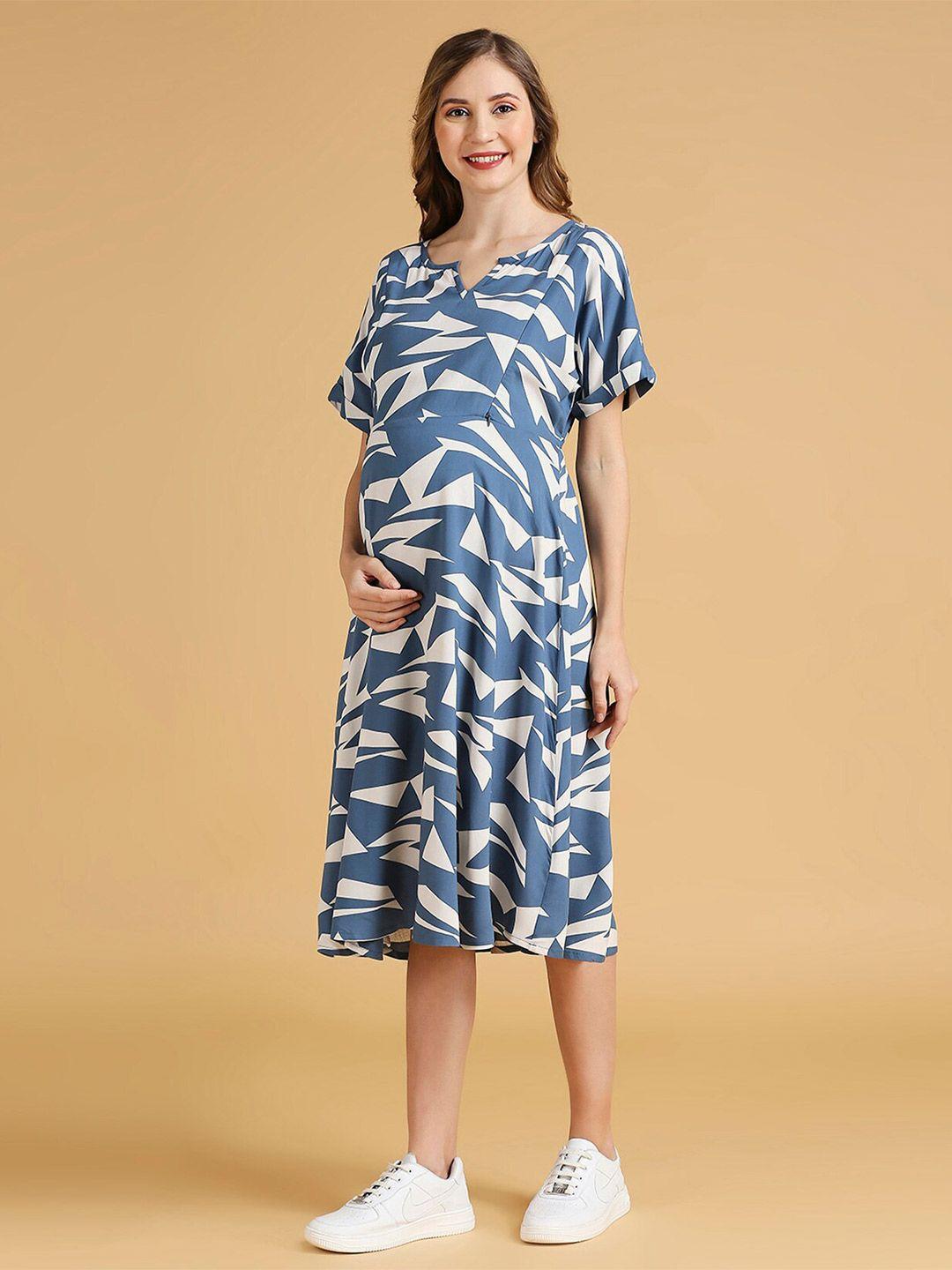 momtobe print maternity fit & flare dress