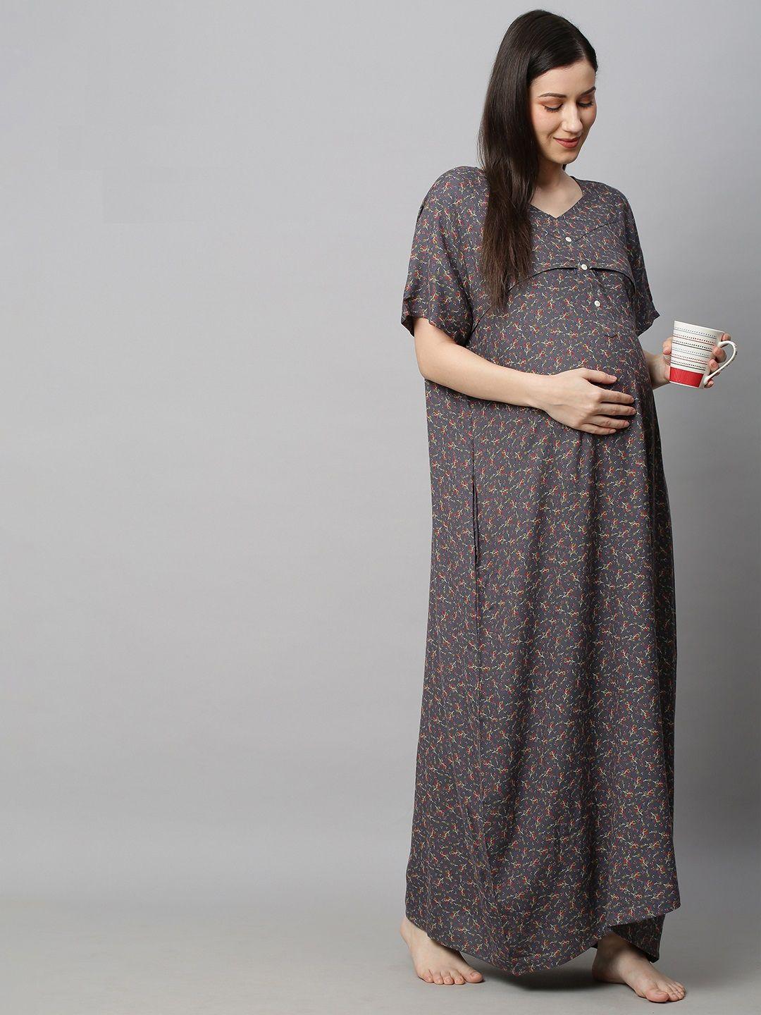 momtobe printed maxi nightdress