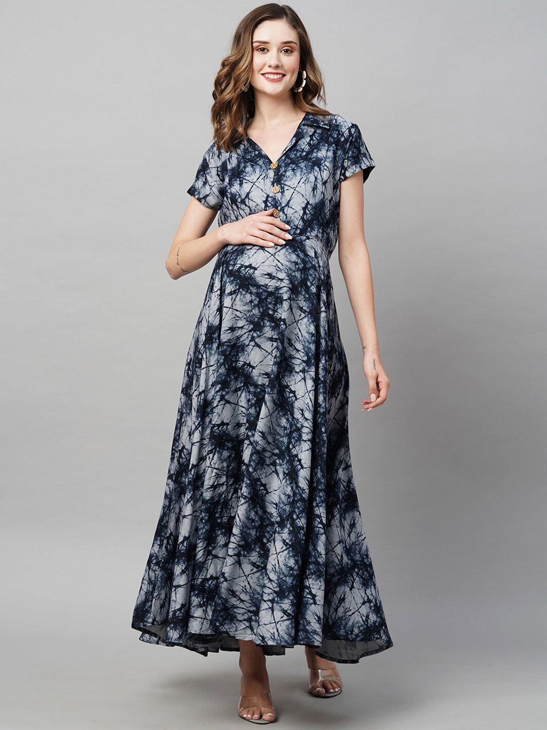 momtobe tie & dye print maternity maxi dress
