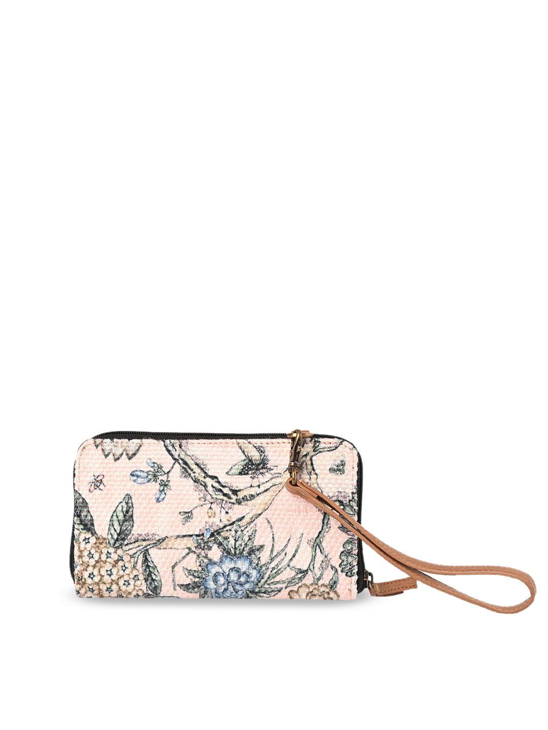 mona b women floral printed zip around wallet
