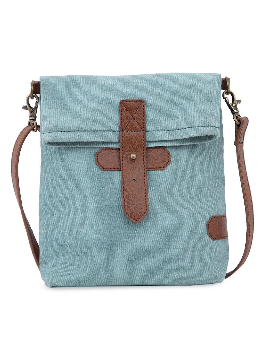 mona b blue structured upcycled canvas crossbody sling bag