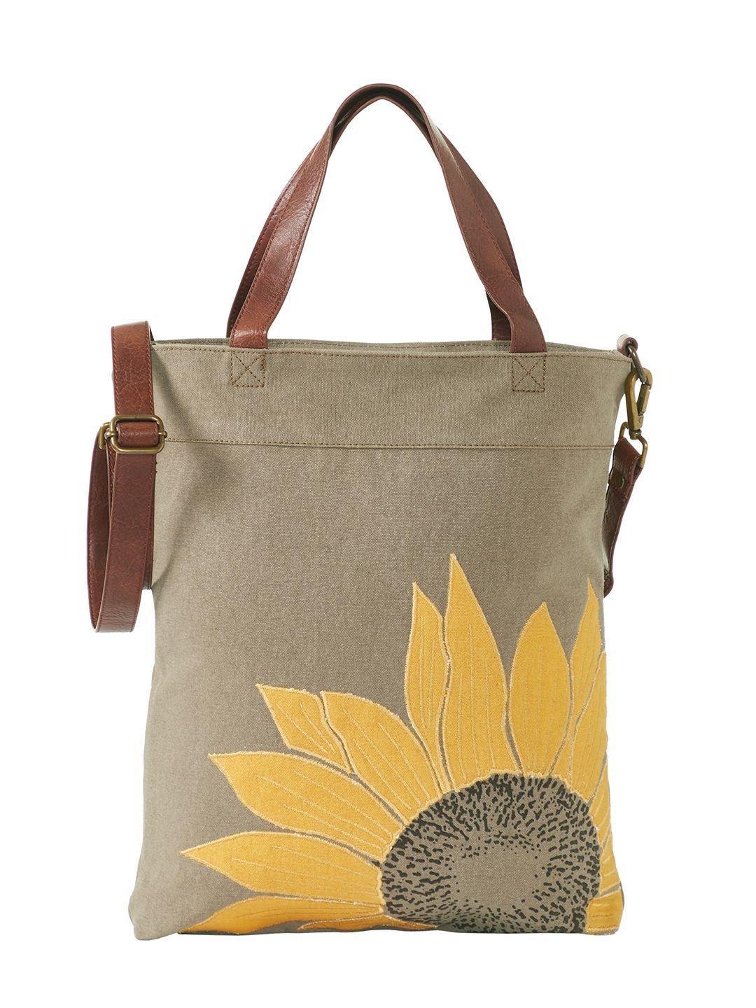 mona b brown floral printed structured shoulder bag