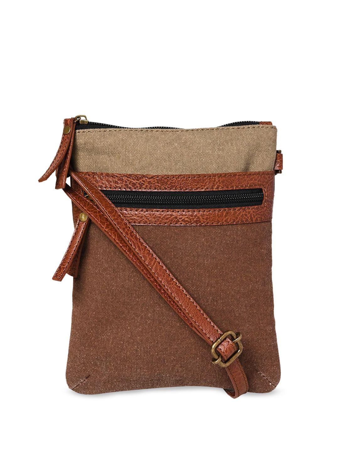 mona b brown swagger sling bag with tasselled