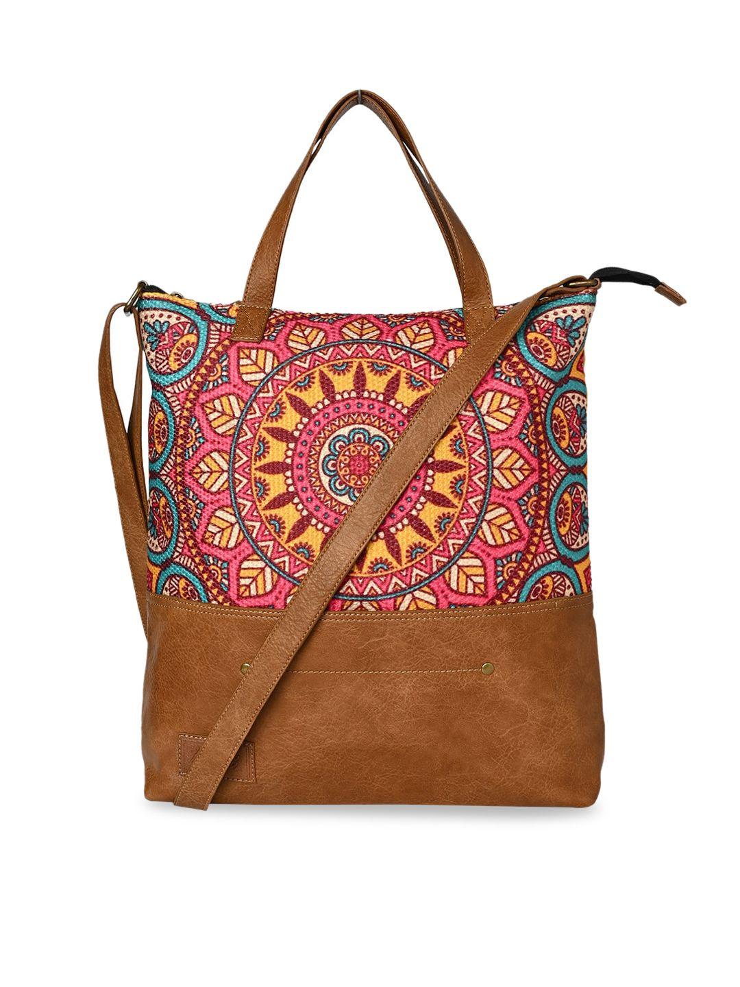 mona b floral printed oversized shopper tote bag