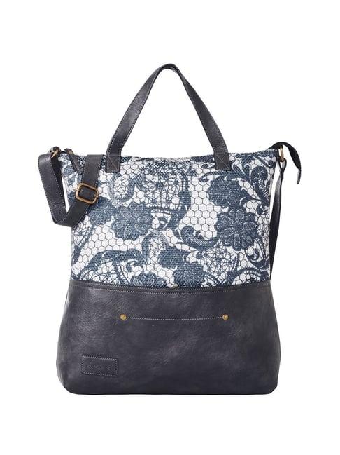 mona b grey printed large tote handbag