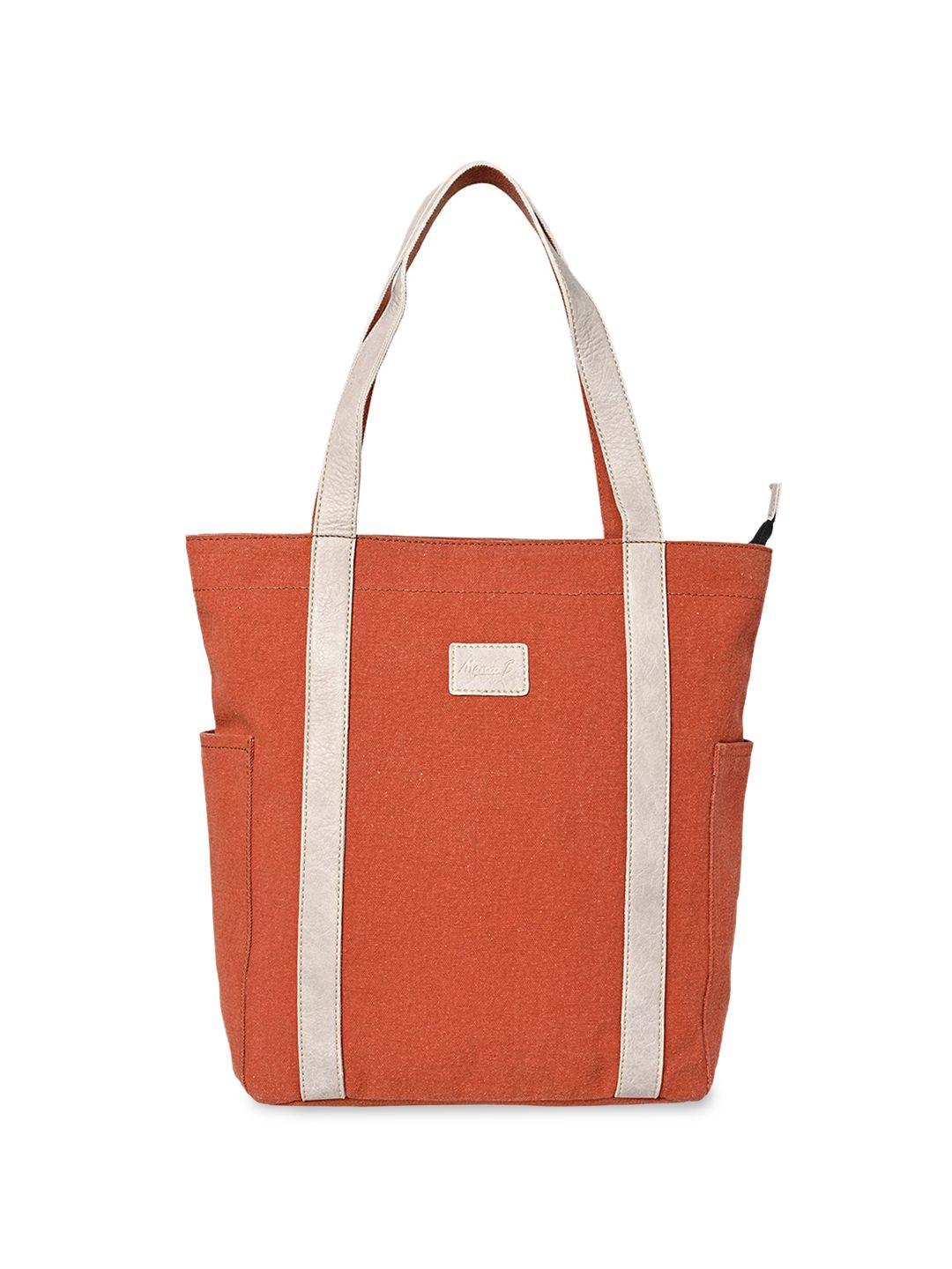 mona b orange oversized shopper tote bag with quilted
