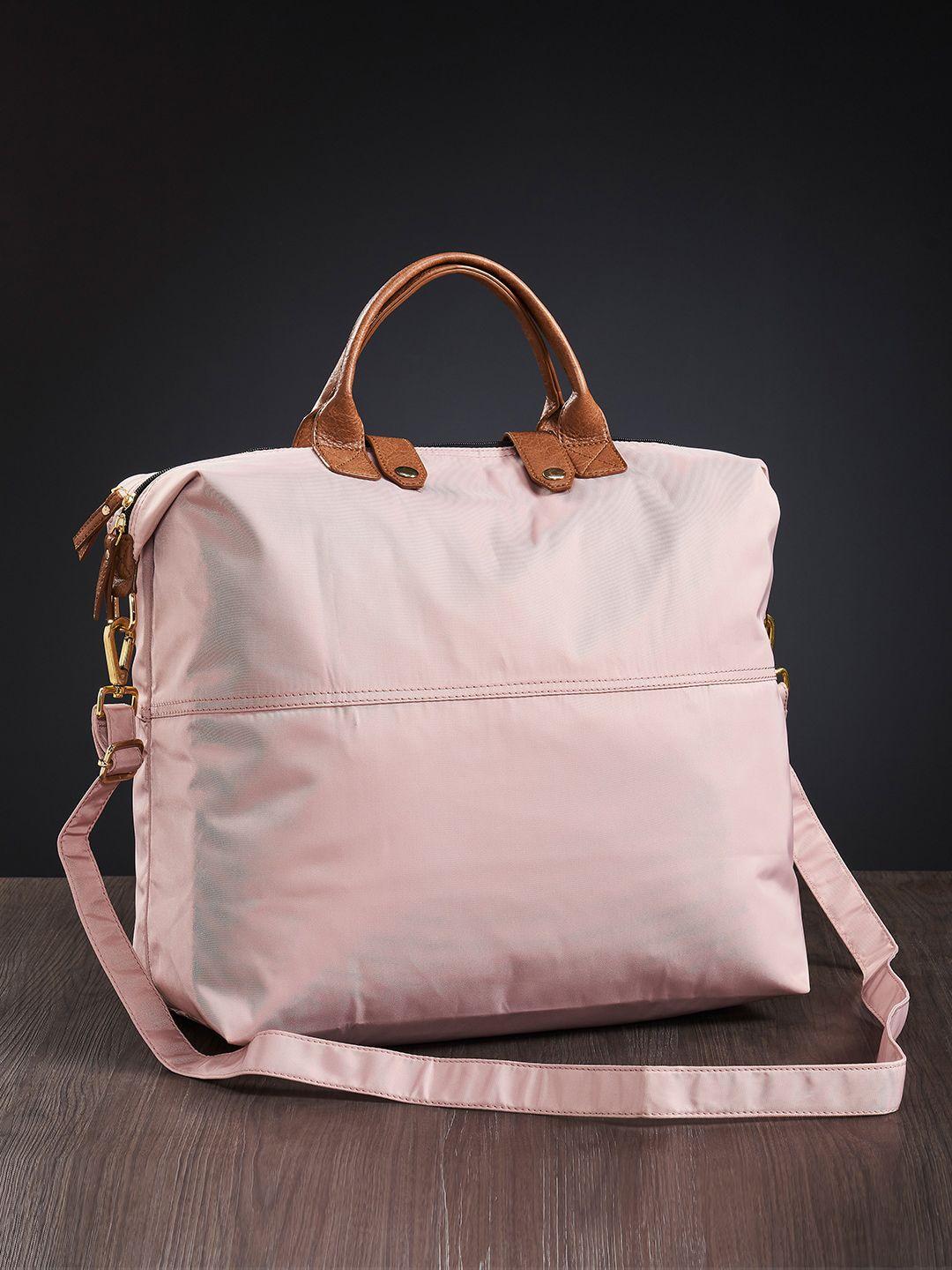mona b pink recycled polyester packable duffel bag with stylish design