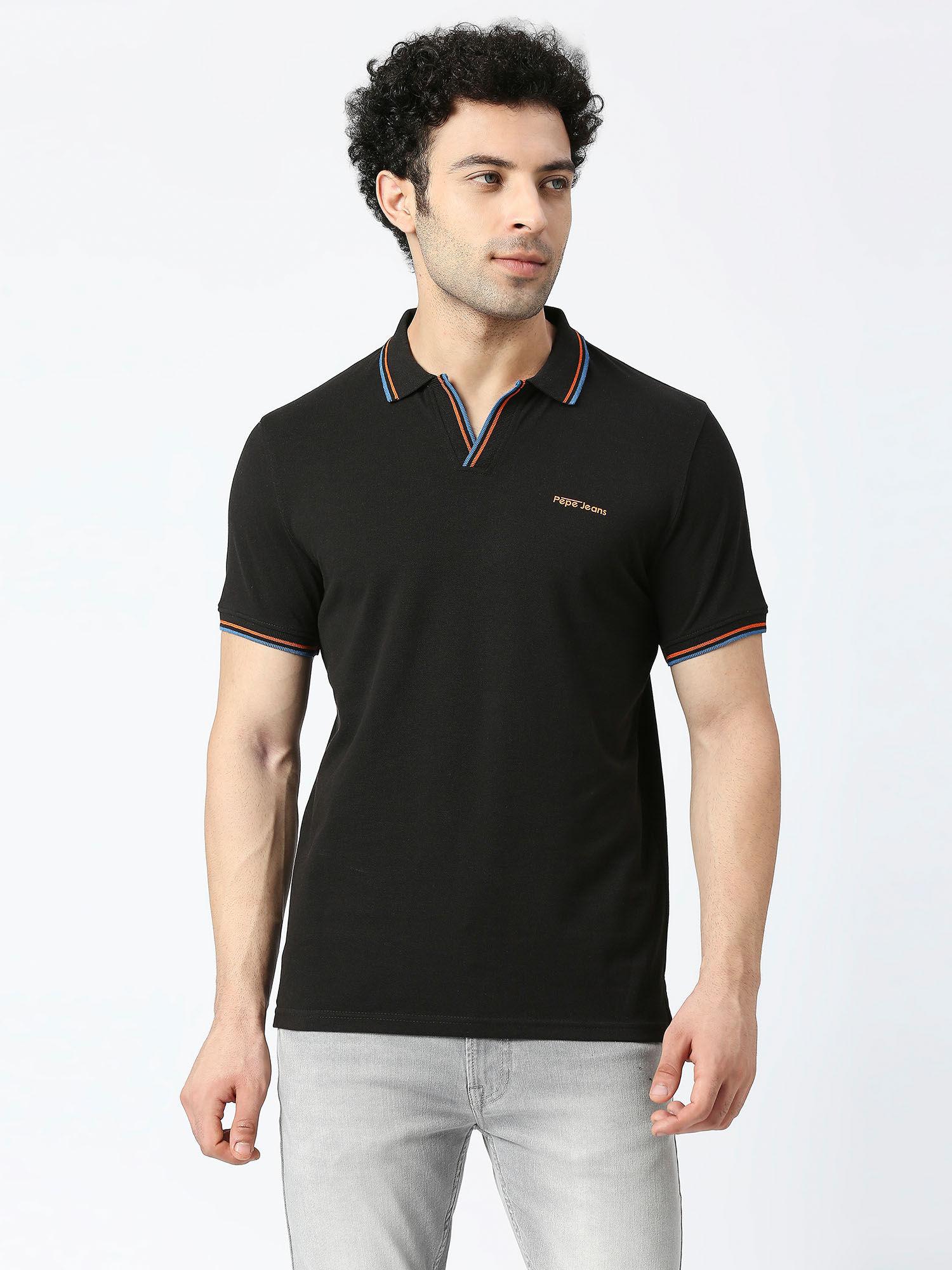 monarch black solid polo t-shirt