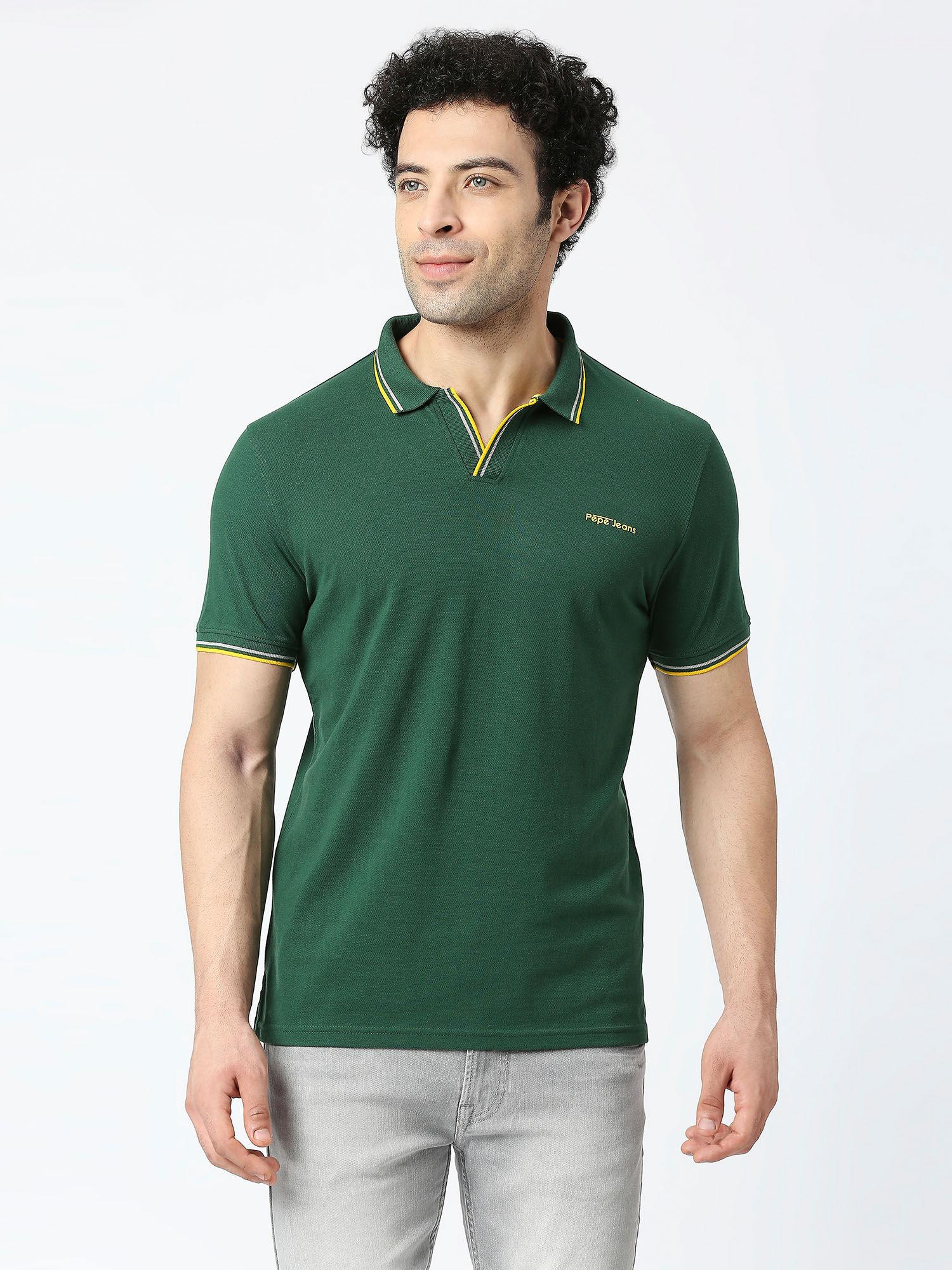 monarch green solid polo t-shirt