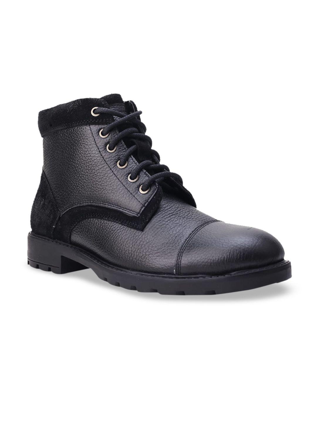 mondain men black leather flat boots