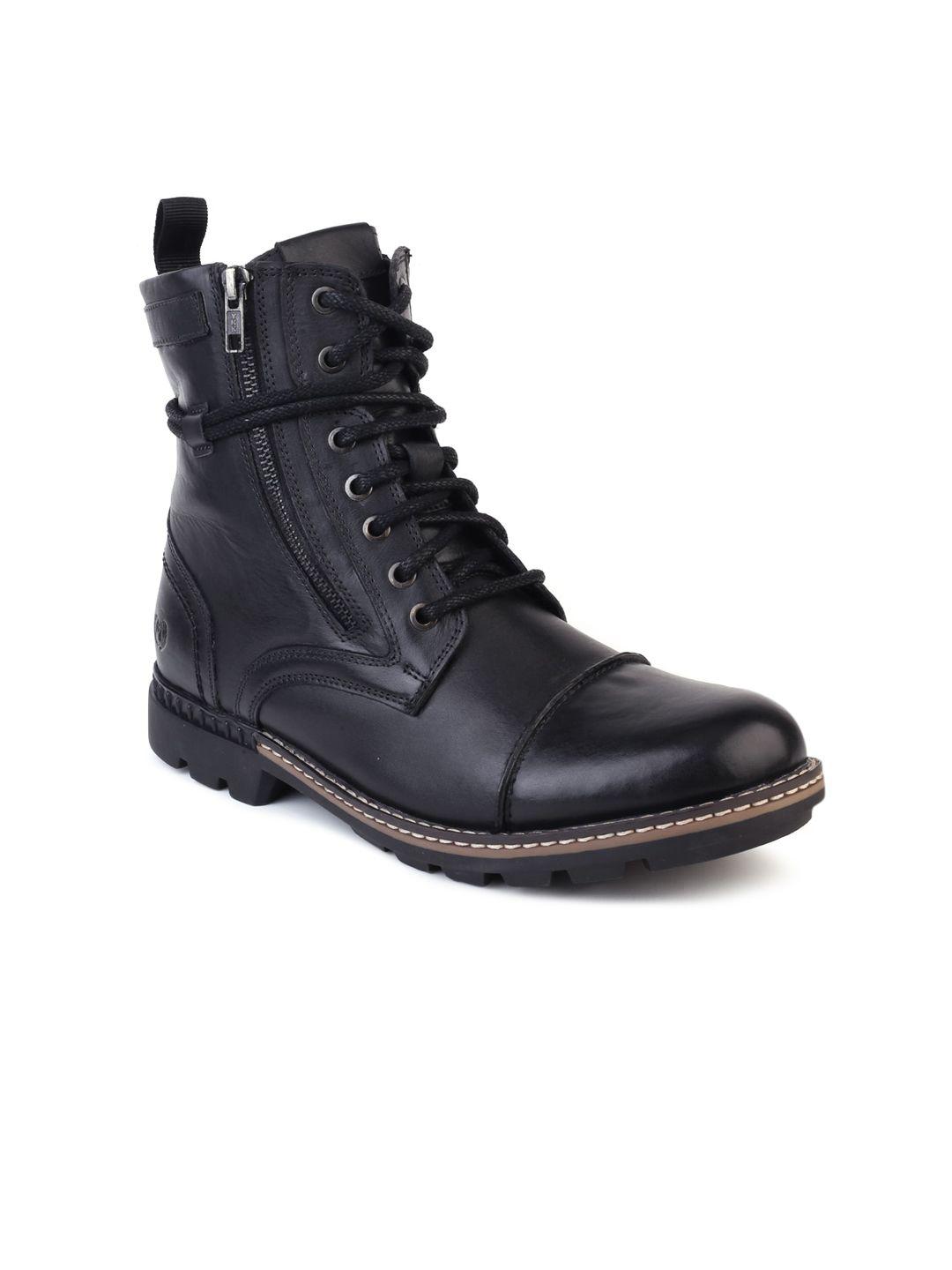 mondain men black solid leather flat boots