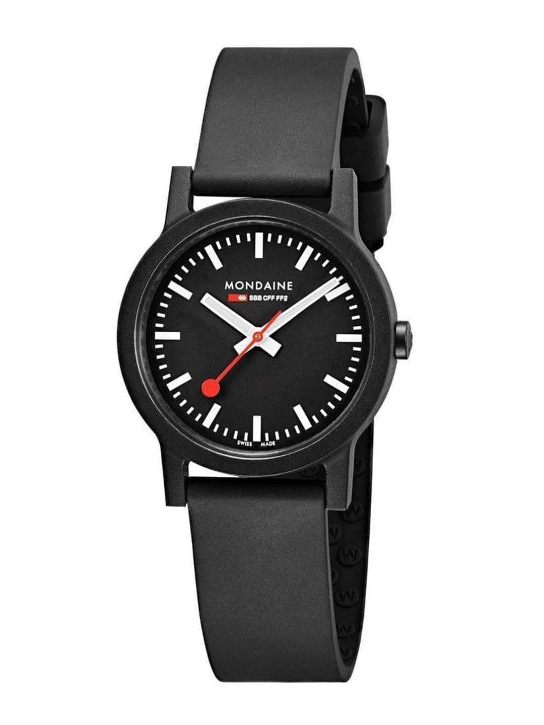 mondaine women black dial & black wrap around straps analogue watch ms1 32120 rb