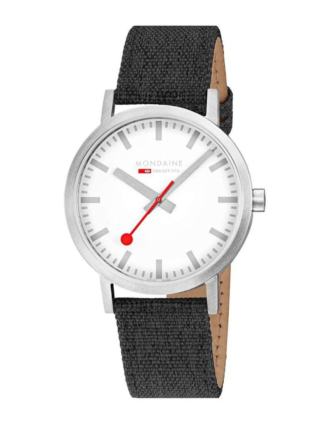 mondaine men white dial & grey straps analogue watch a660 30360 17sbb