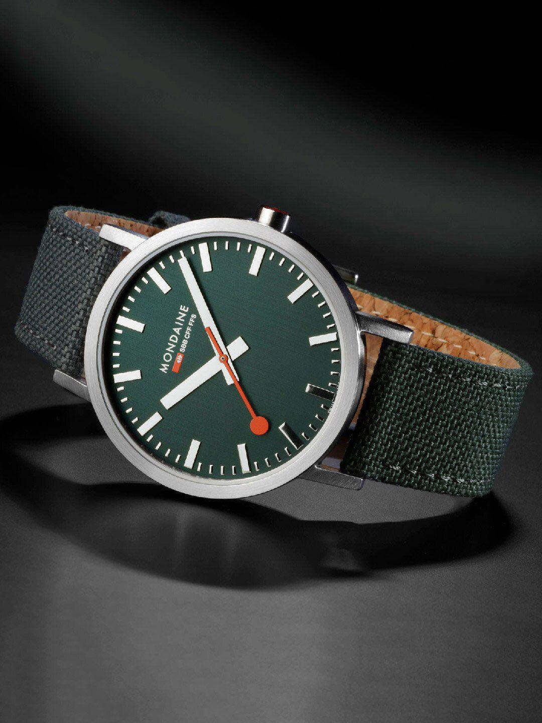 mondaine unisex textured straps analogue watch a660.30360.60sbf