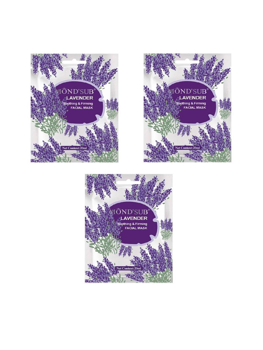 mondsub set of 3 lavender soothing & firming face sheet mask