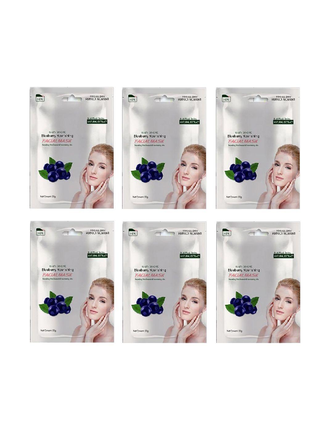 mondsub set of 6 blueberry fruit face sheet mask - 25 gm