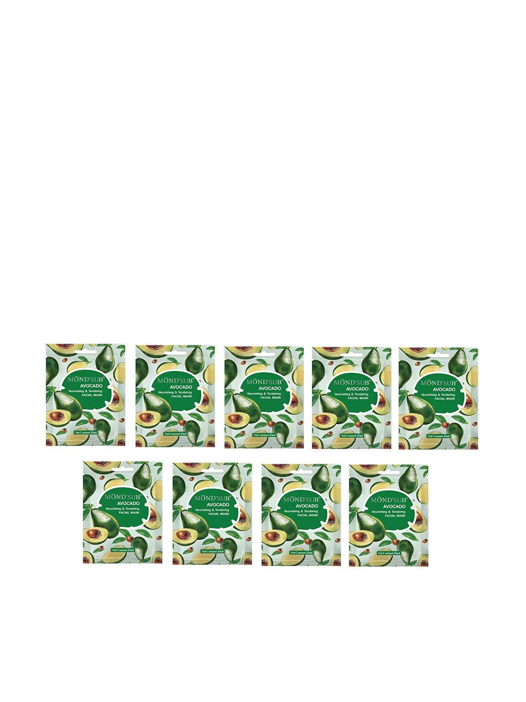 mondsub set of 9 avocado nourishing and tendering face sheet mask