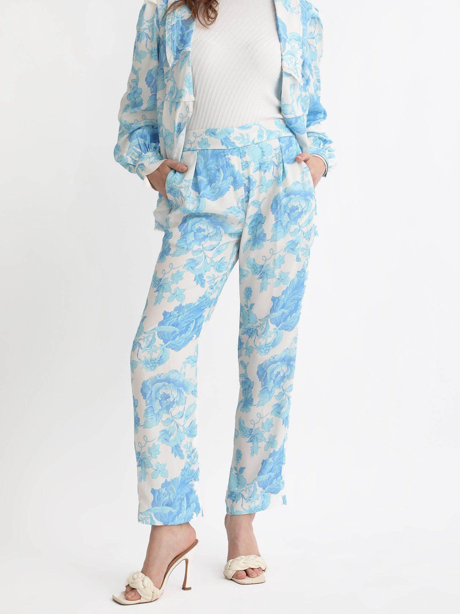 mongo light blue polyester trouser