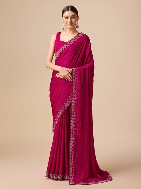 monjolika fashion magenta embellished saree with blouse