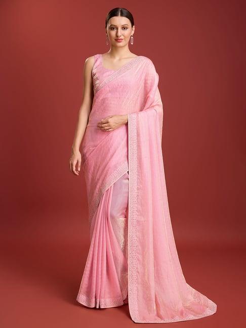 monjolika fashion peach embellished saree with blouse